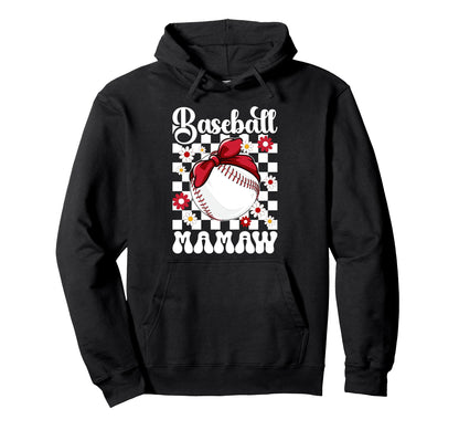 Baseball Mamaw Groovy Mamaw Baseball Player Hoodie - Unique Graphic Unisex - T-Shirt, Sweatshirt, Hoodie