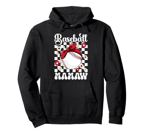 Baseball Mamaw Groovy Mamaw Baseball Player Hoodie - Unique Graphic Unisex - T-Shirt, Sweatshirt, Hoodie