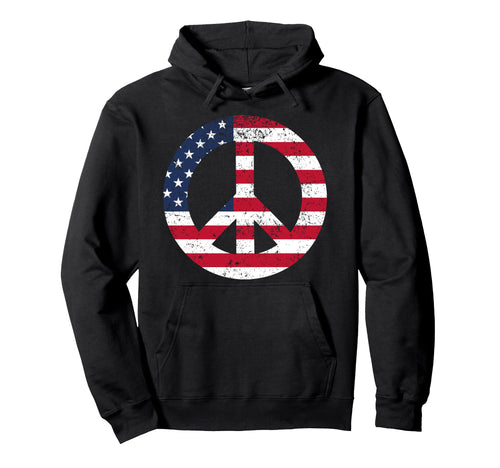 Peace Sign Patriotic Usa Flag Peace Love Hoodie - Unique Graphic for Adults - T-Shirt, Sweatshirt, Hoodie