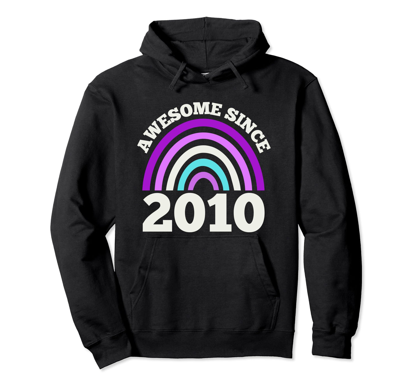 Awesome Since 2010 Purple Rainbow 12Th Hoodie - Trendy Graphic Unisex - T-Shirt, Sweatshirt, Hoodie