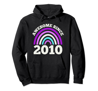 Awesome Since 2010 Purple Rainbow 12Th Hoodie - Trendy Graphic Unisex - T-Shirt, Sweatshirt, Hoodie