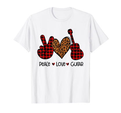 Peace Love Guitar Leopard T-Shirt - Streetwear Style Unisex - T-Shirt, Sweatshirt, Hoodie