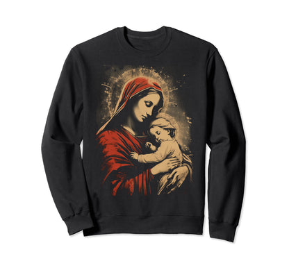 Mary Jesus Distressed 90S Goth Sweatshirt - Fun Novelty Design Men Women - T-Shirt, Sweatshirt, Hoodie