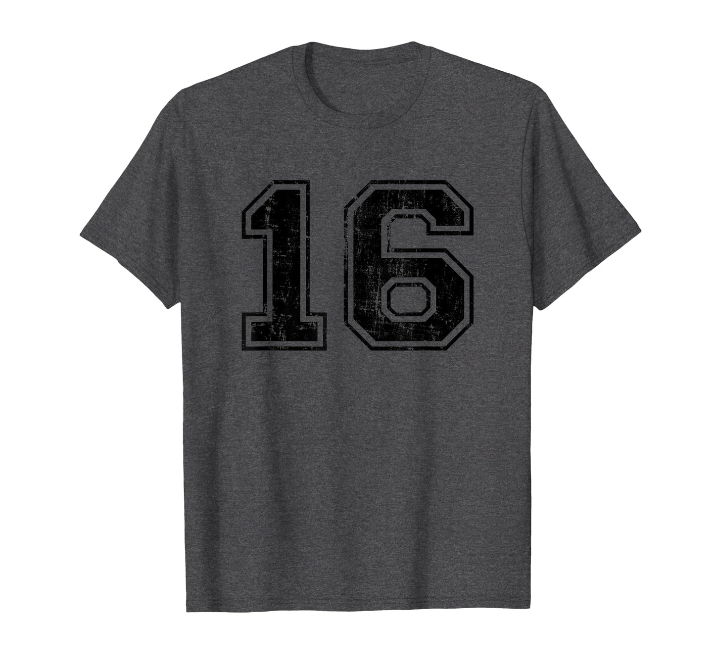 Number 16 Varsity Distressed T-Shirt - Casual Everyday Wear for Adults - T-Shirt, Sweatshirt, Hoodie