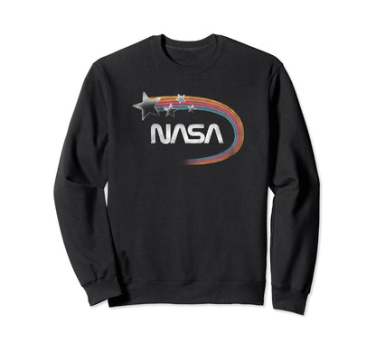 Nasa Faded Rainbow Stars White Sweatshirt - Casual Everyday Wear Unisex - T-Shirt, Sweatshirt, Hoodie
