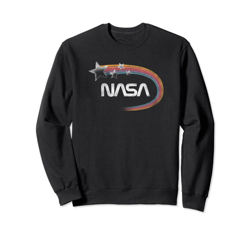 Nasa Faded Rainbow Stars White Sweatshirt - Casual Everyday Wear Unisex - T-Shirt, Sweatshirt, Hoodie