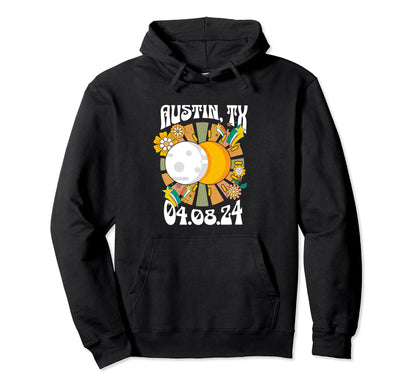 Austin Tx Texas Total Solar Eclipse 2024 Hoodie - Graphic Print Men Women - T-Shirt, Sweatshirt, Hoodie
