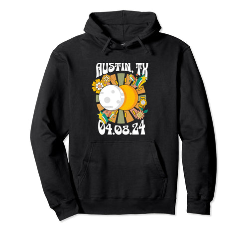 Austin Tx Texas Total Solar Eclipse 2024 Hoodie - Graphic Print Men Women - T-Shirt, Sweatshirt, Hoodie
