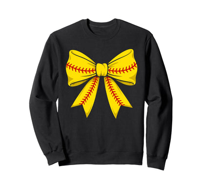 Softball Coquette Bow Cheer Mom Sweatshirt - Fun Novelty Design Men Women - T-Shirt, Sweatshirt, Hoodie