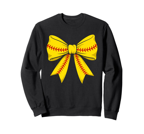Softball Coquette Bow Cheer Mom Sweatshirt - Fun Novelty Design Men Women - T-Shirt, Sweatshirt, Hoodie