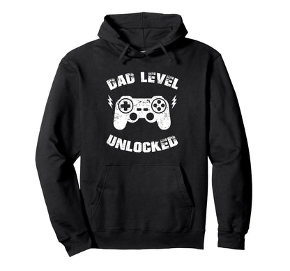 Dad Level Unlocked Gaming Controller Hoodie - Minimalist Print Men Women - T-Shirt, Sweatshirt, Hoodie