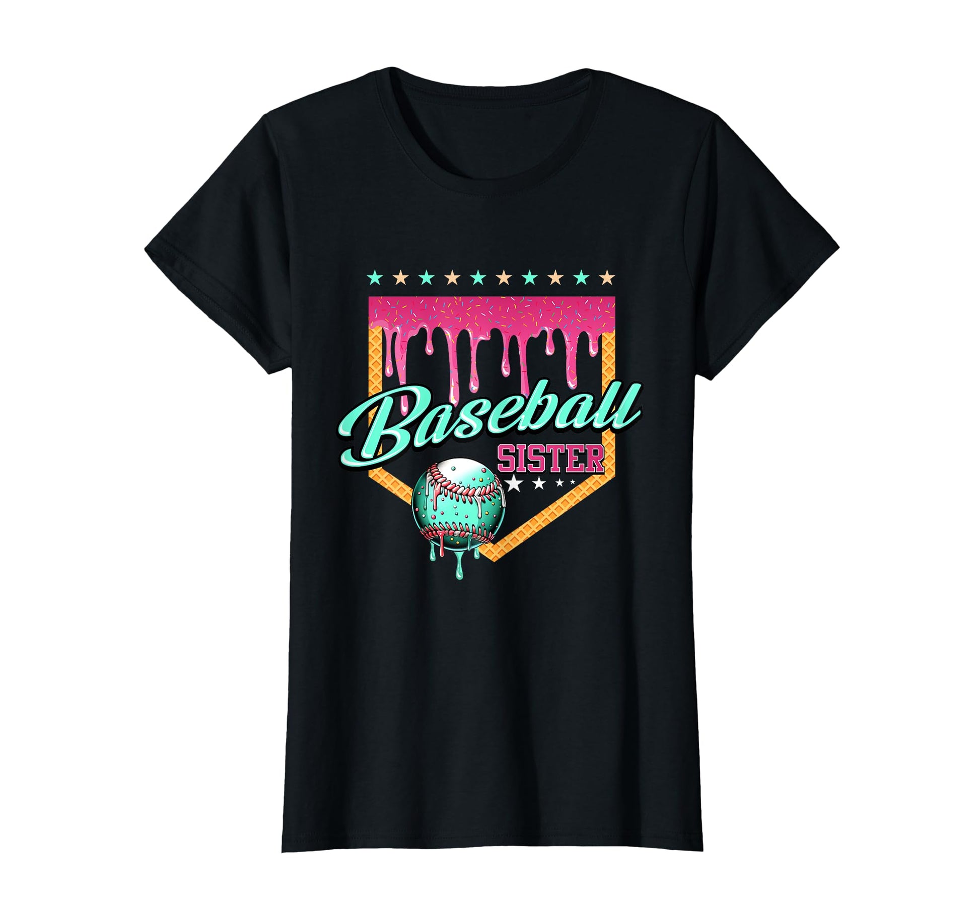 Baseball Sister Drip Home Plate T-Shirt - Fun Novelty Design for Adults - T-Shirt, Sweatshirt, Hoodie