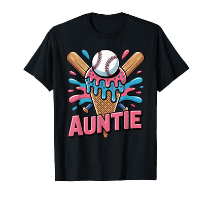 Baseball Auntie Ice Cream Cone Game Day T-Shirt - Trendy Graphic Unisex - T-Shirt, Sweatshirt, Hoodie
