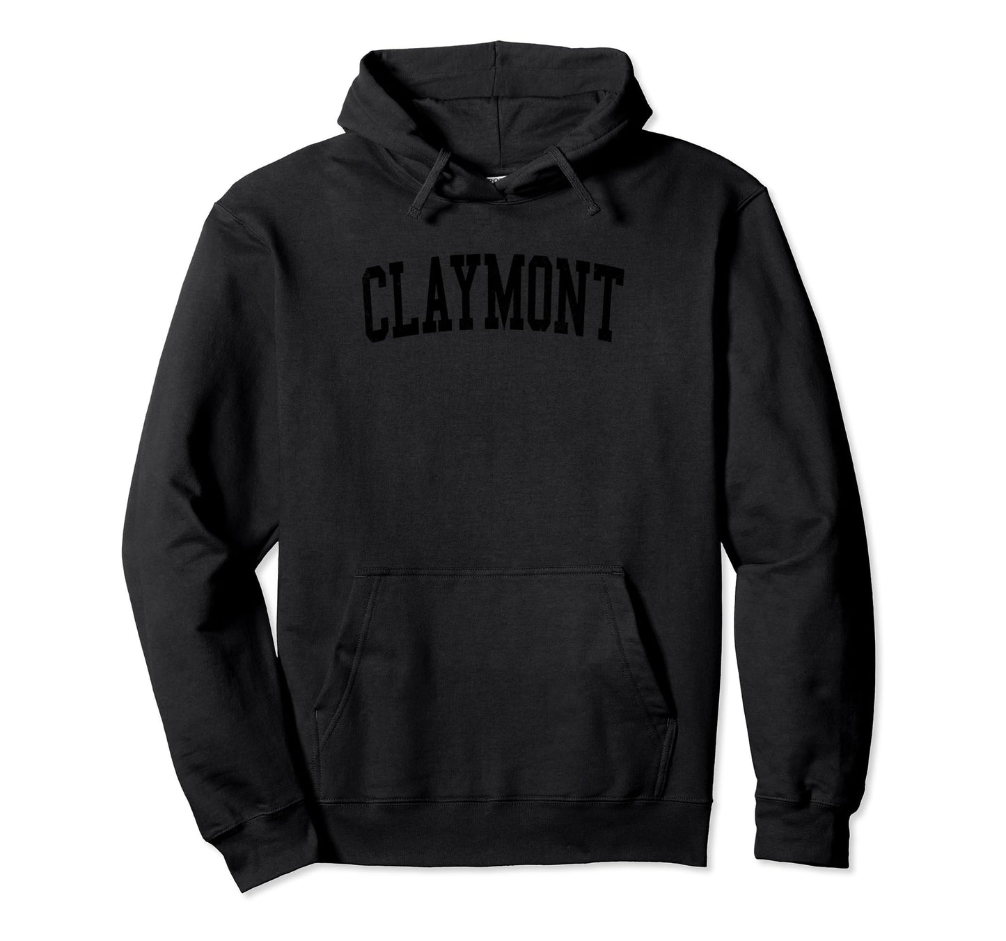 Claymont De Distressed Black Varsity Hoodie - Graphic Print Unisex - T-Shirt, Sweatshirt, Hoodie