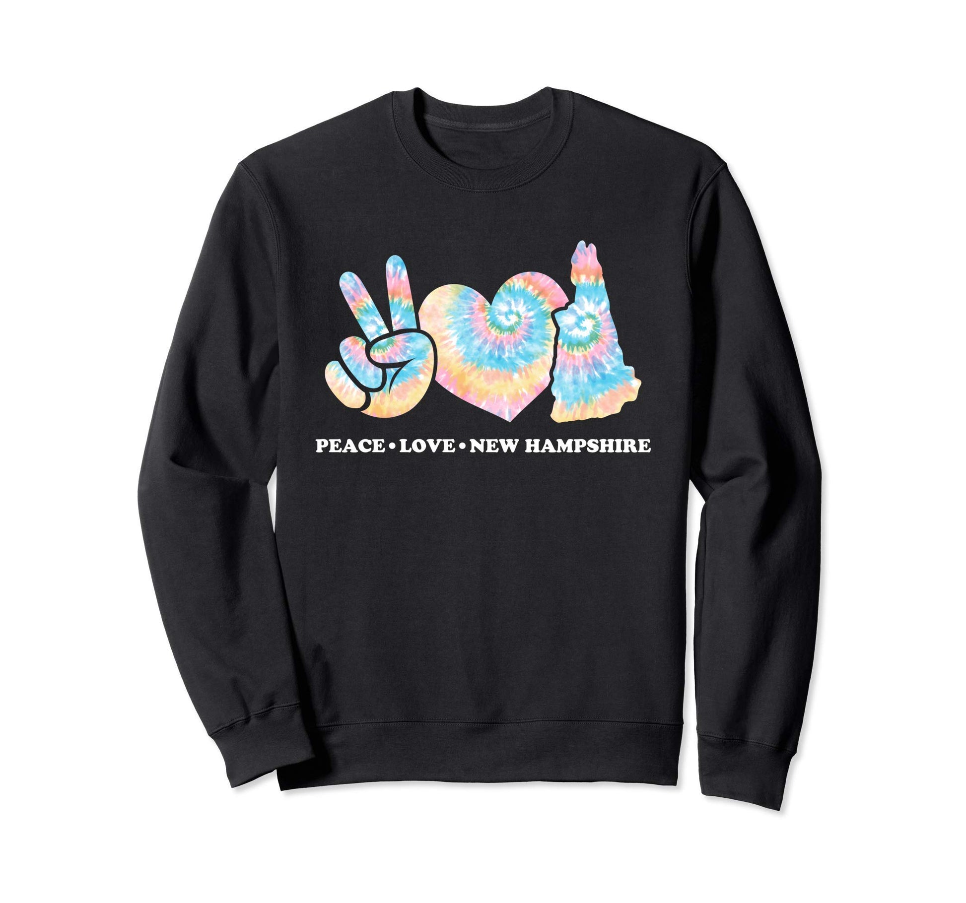 Tie Dye New Hampshire Hippie Gift Co Hoodie - Unique Graphic Men Women - T-Shirt, Sweatshirt, Hoodie