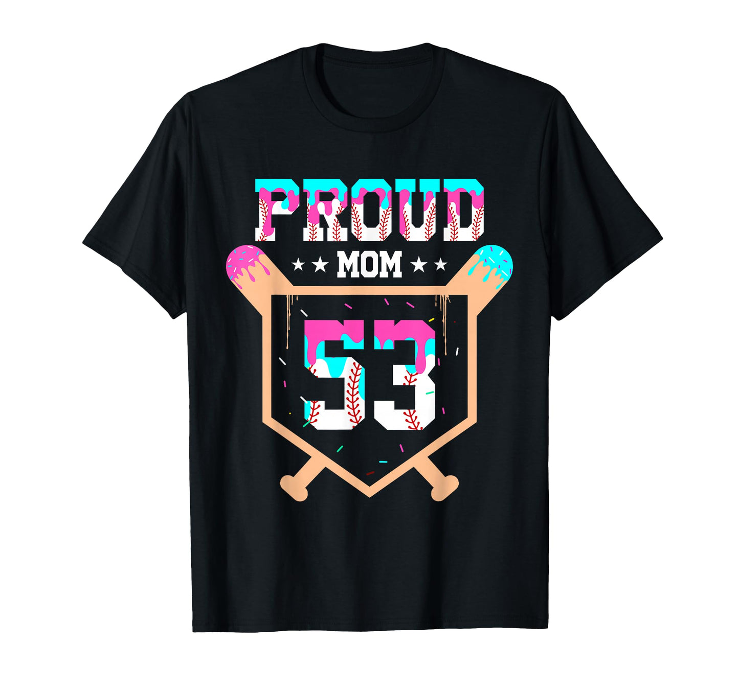 Proud Mom Baseball Player Number 53 T-Shirt - Minimalist Print for Adults - T-Shirt, Sweatshirt, Hoodie