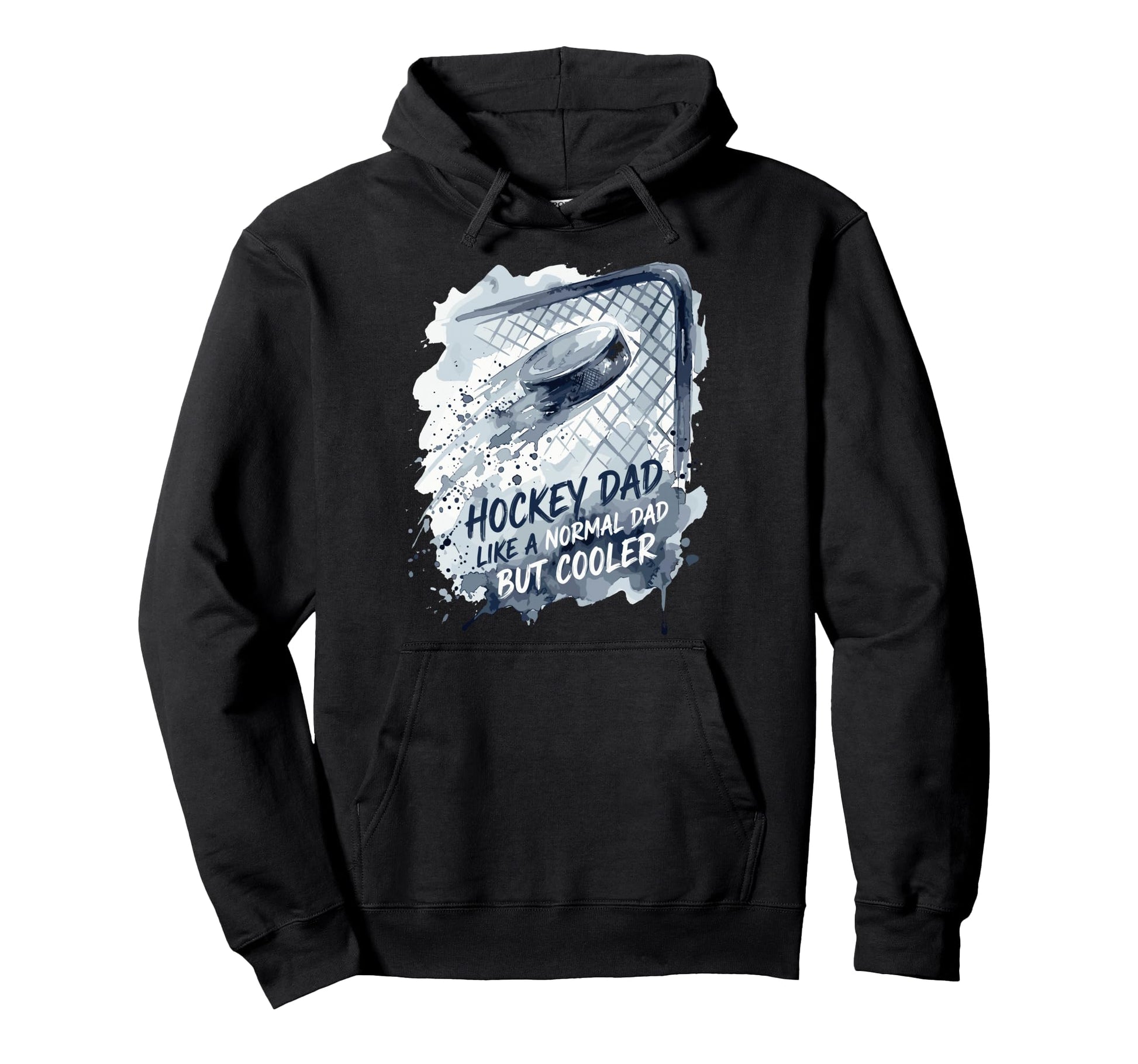 Watercolor Hockey Dad Cooler Ice Puck Hoodie - Custom Art Print Men Women - T-Shirt, Sweatshirt, Hoodie