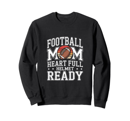 Football Mom Heart Full Helmet Sweatshirt - Novelty Apparel for Adults - T-Shirt, Sweatshirt, Hoodie