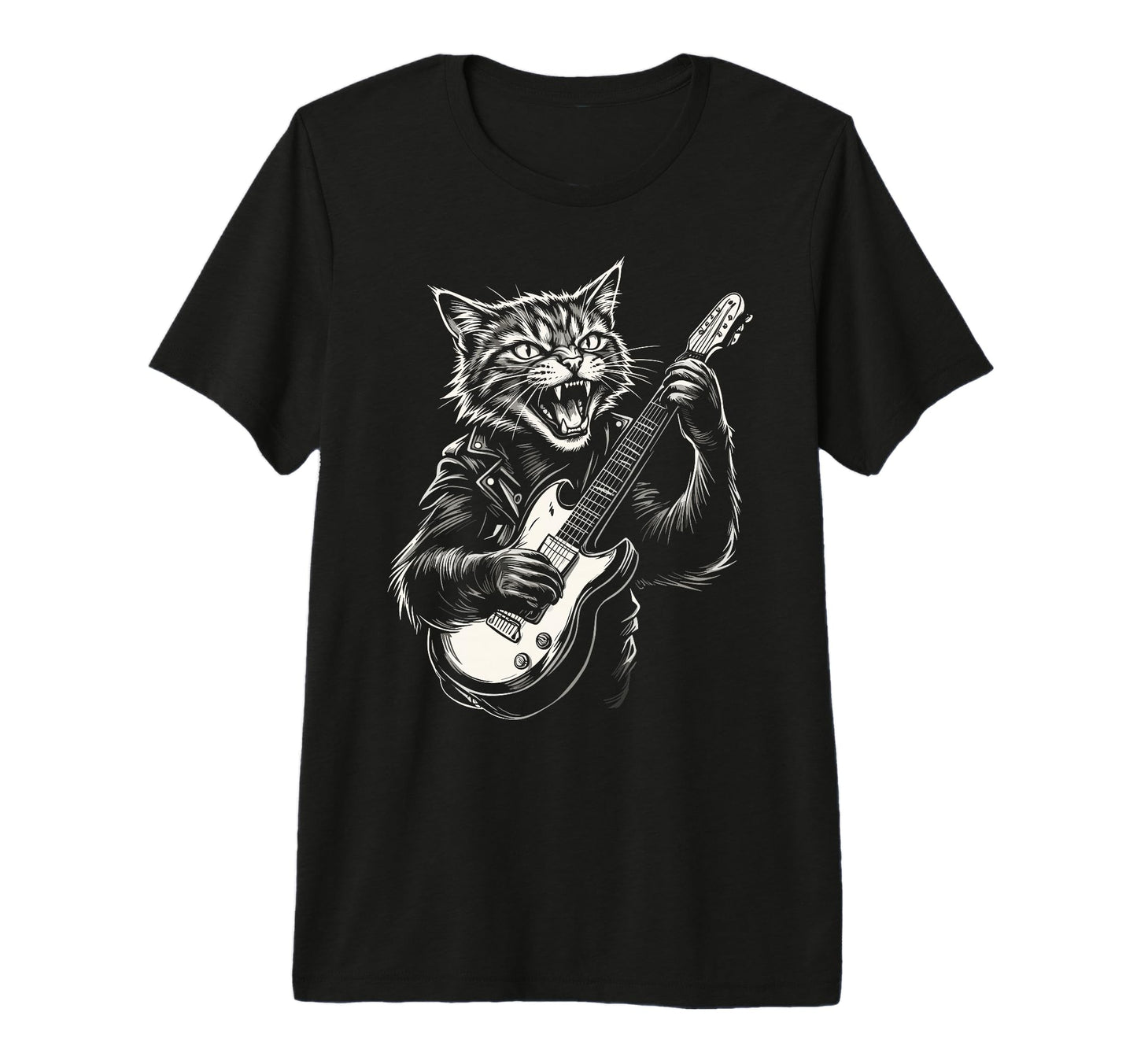 Funny Cat Playing Guitar Heavy Metal T-Shirt - Novelty Apparel Men Women - T-Shirt, Sweatshirt, Hoodie