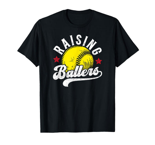 Raising Ballers Softball Dad T-Shirt - Aesthetic Graphic for Adults - T-Shirt, Sweatshirt, Hoodie