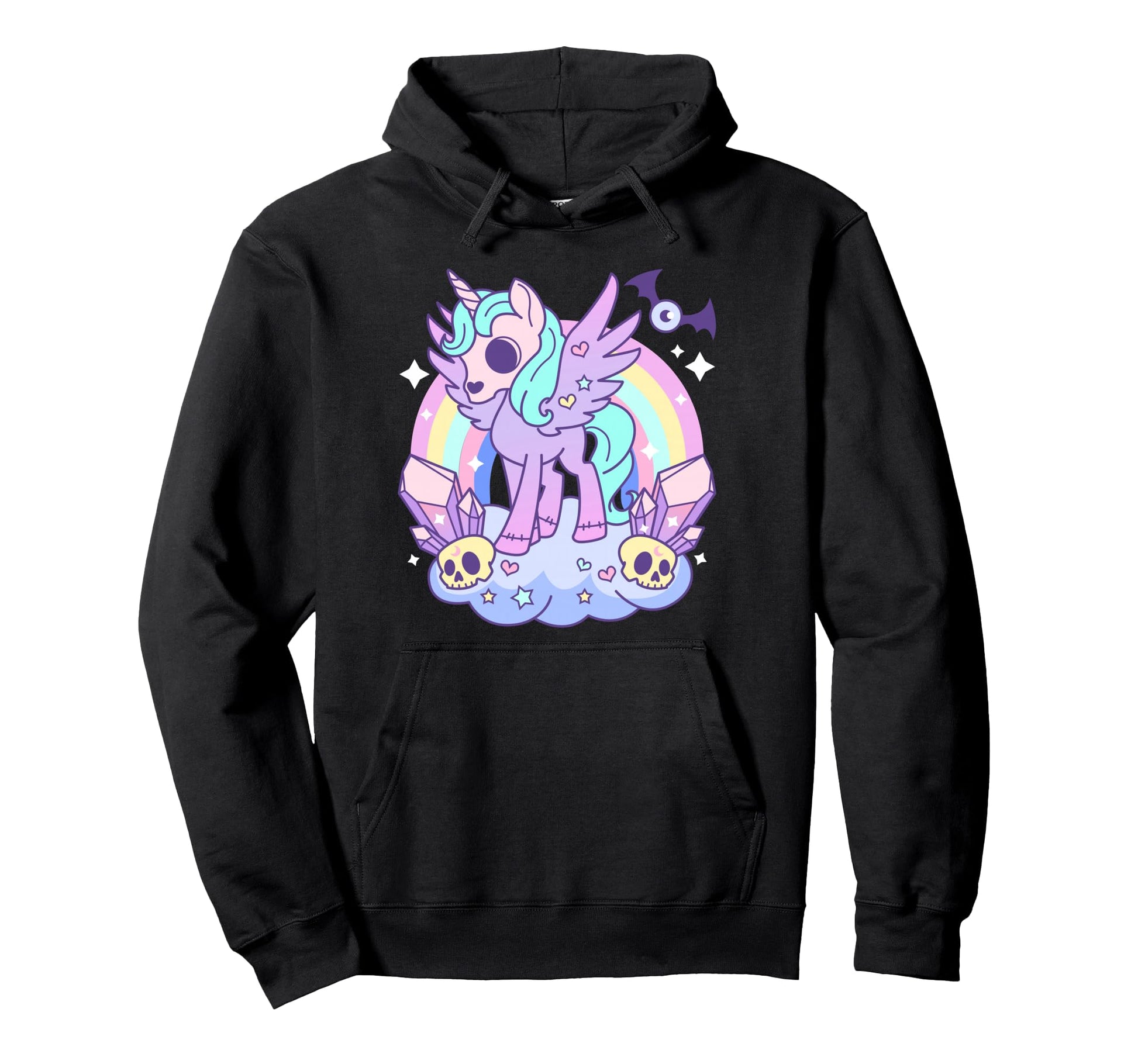 Kawaii Pastel Goth Unicorn Pony Hoodie - Fun Novelty Design for Adults - T-Shirt, Sweatshirt, Hoodie
