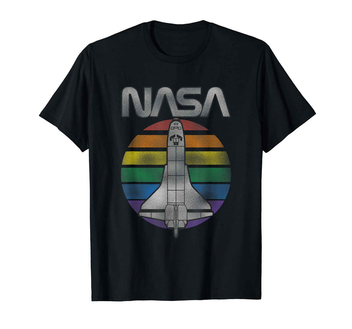Nasa Space Shuttle Rainbow Stripe T-Shirt - Novelty Apparel for Adults - T-Shirt, Sweatshirt, Hoodie