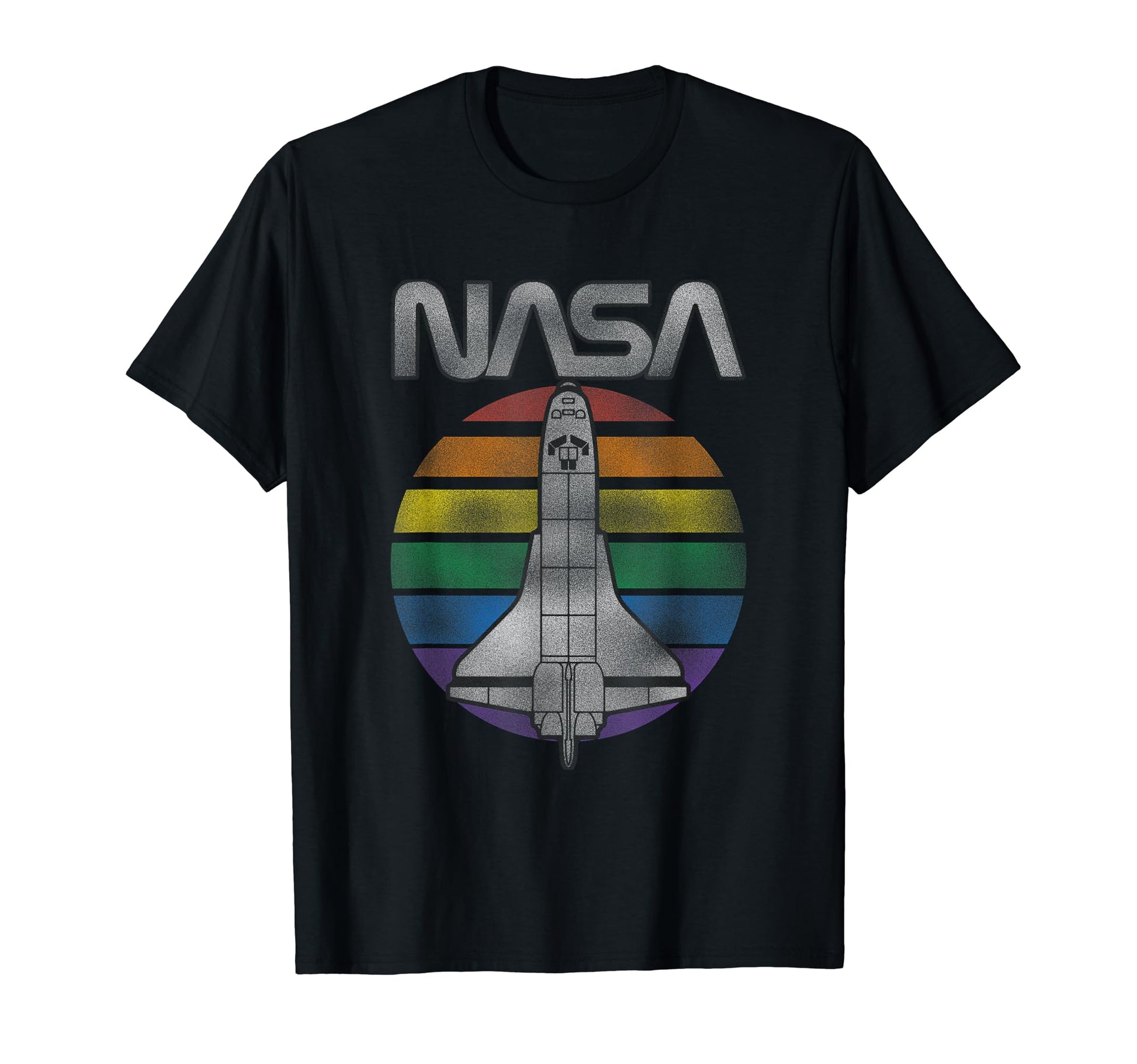 Nasa Space Shuttle Rainbow Stripe T-Shirt - Novelty Apparel for Adults - T-Shirt, Sweatshirt, Hoodie
