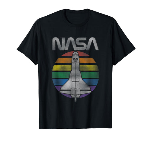 Nasa Space Shuttle Rainbow Stripe T-Shirt - Novelty Apparel for Adults - T-Shirt, Sweatshirt, Hoodie