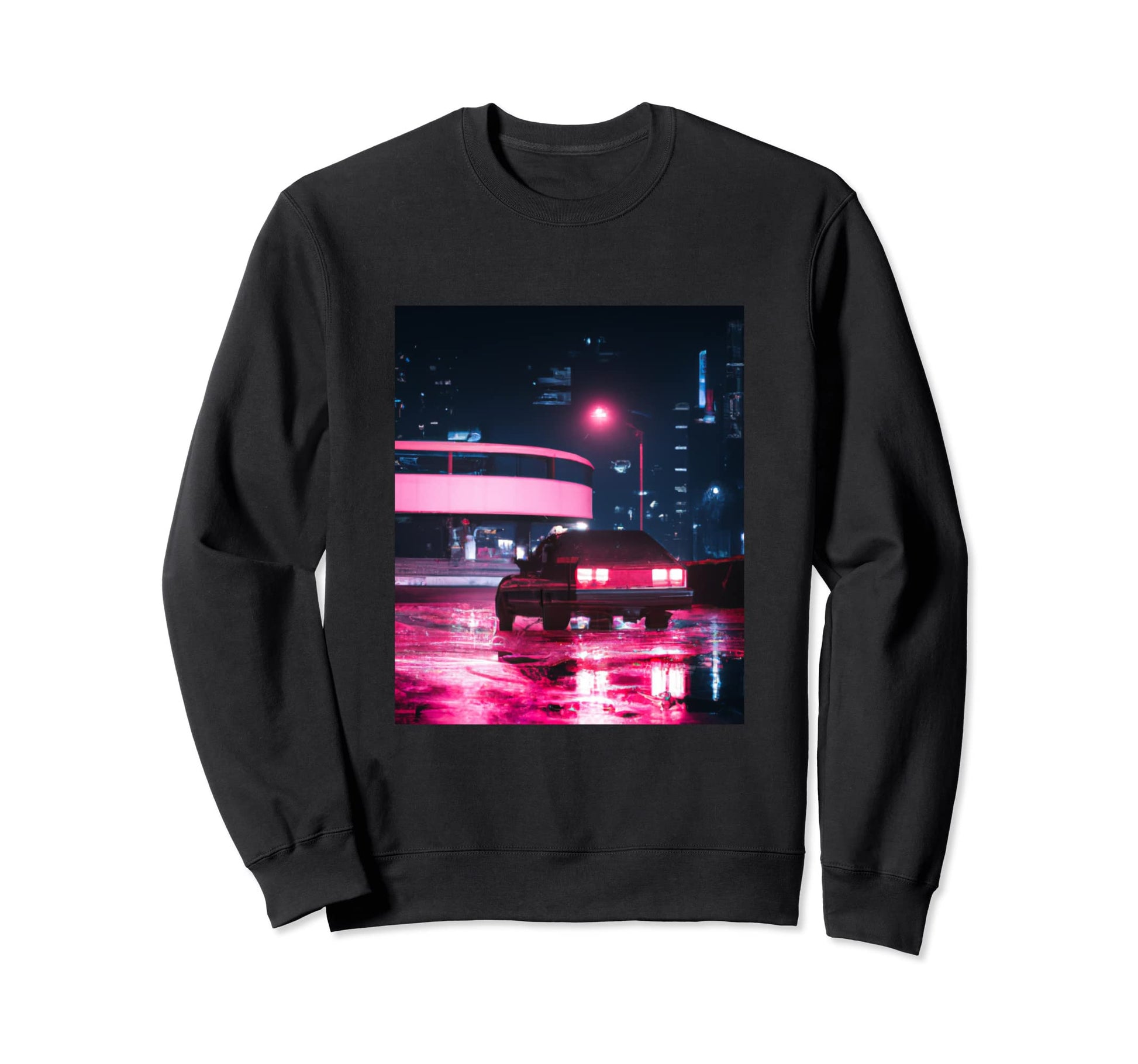 Vaporwave Car Synthwave City Sweatshirt - Trendy Graphic Men Women - T-Shirt, Sweatshirt, Hoodie