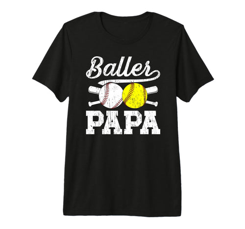 Mens Baller Papa Proud Softball T-Shirt - Custom Art Print for Adults - T-Shirt, Sweatshirt, Hoodie