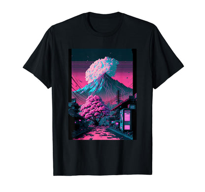 Mt Fuji Japanese Vaporwave Aesthetic T-Shirt - Custom Art Print for Adults - T-Shirt, Sweatshirt, Hoodie