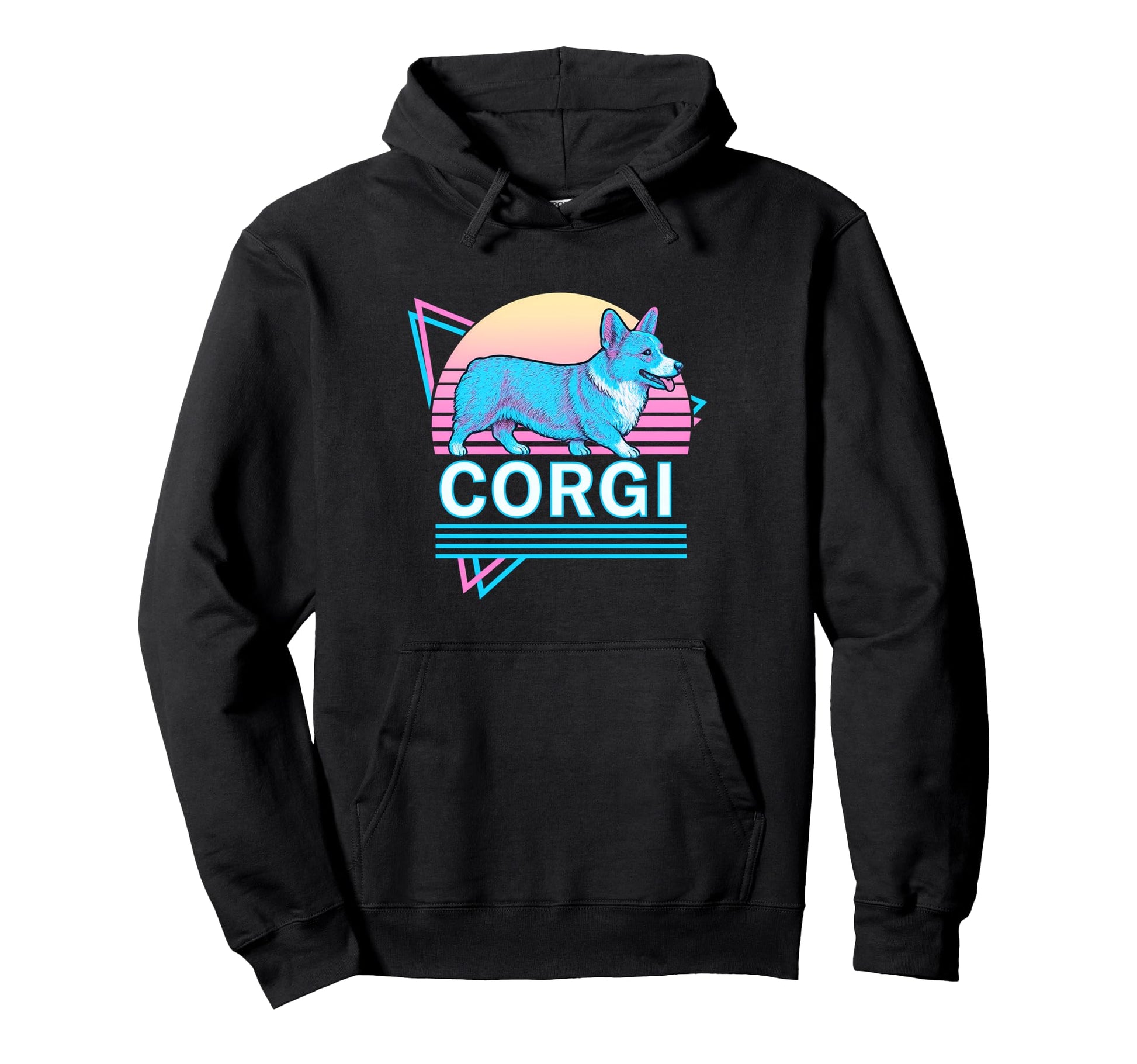 Corgi Synthwave Aesthetic Dog Lover Hoodie - Unique Graphic Unisex - T-Shirt, Sweatshirt, Hoodie