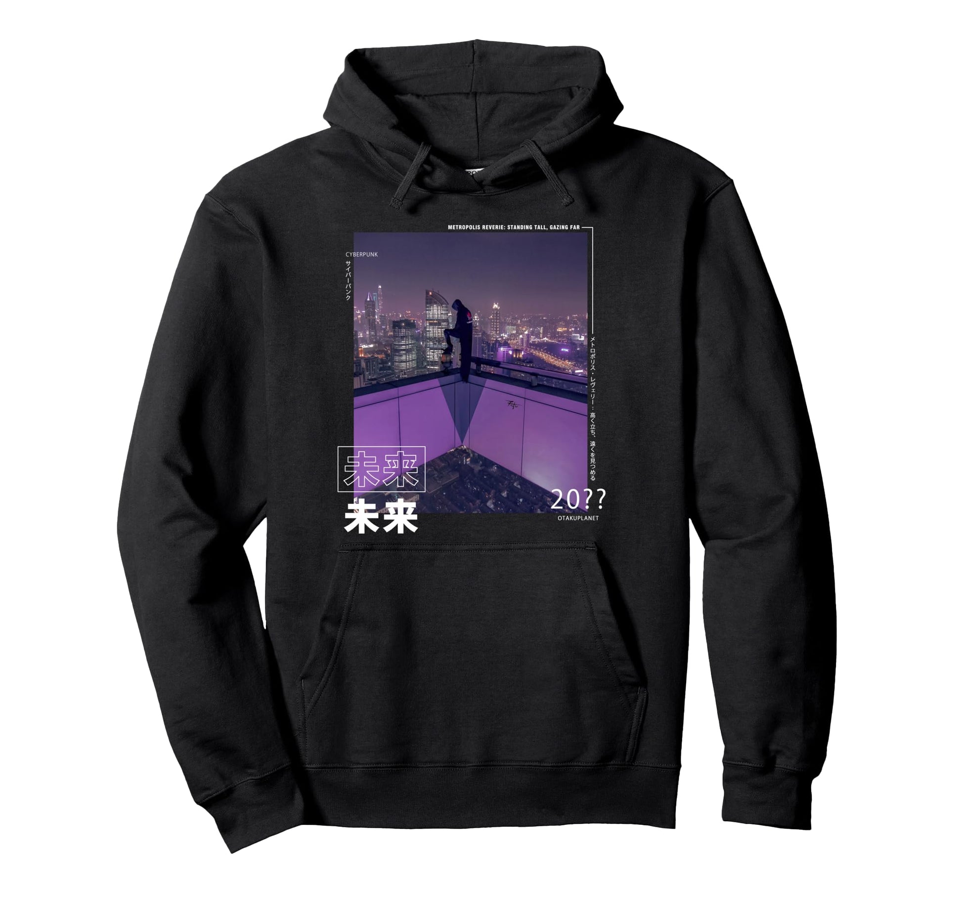 Cyberpunk Skyscraper Japanese Streetwear Hoodie - Aesthetic Graphic Unisex - T-Shirt, Sweatshirt, Hoodie
