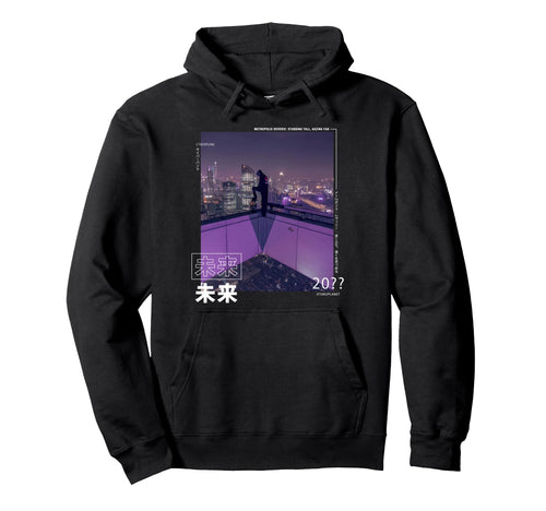 Cyberpunk Skyscraper Japanese Streetwear Hoodie - Aesthetic Graphic Unisex - T-Shirt, Sweatshirt, Hoodie