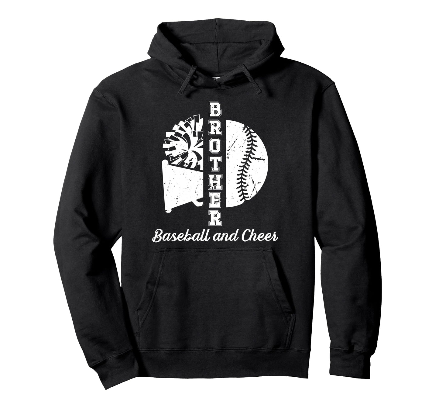 Baseball And Cheer Brother Hoodie - Fun Novelty Design for Adults - T-Shirt, Sweatshirt, Hoodie