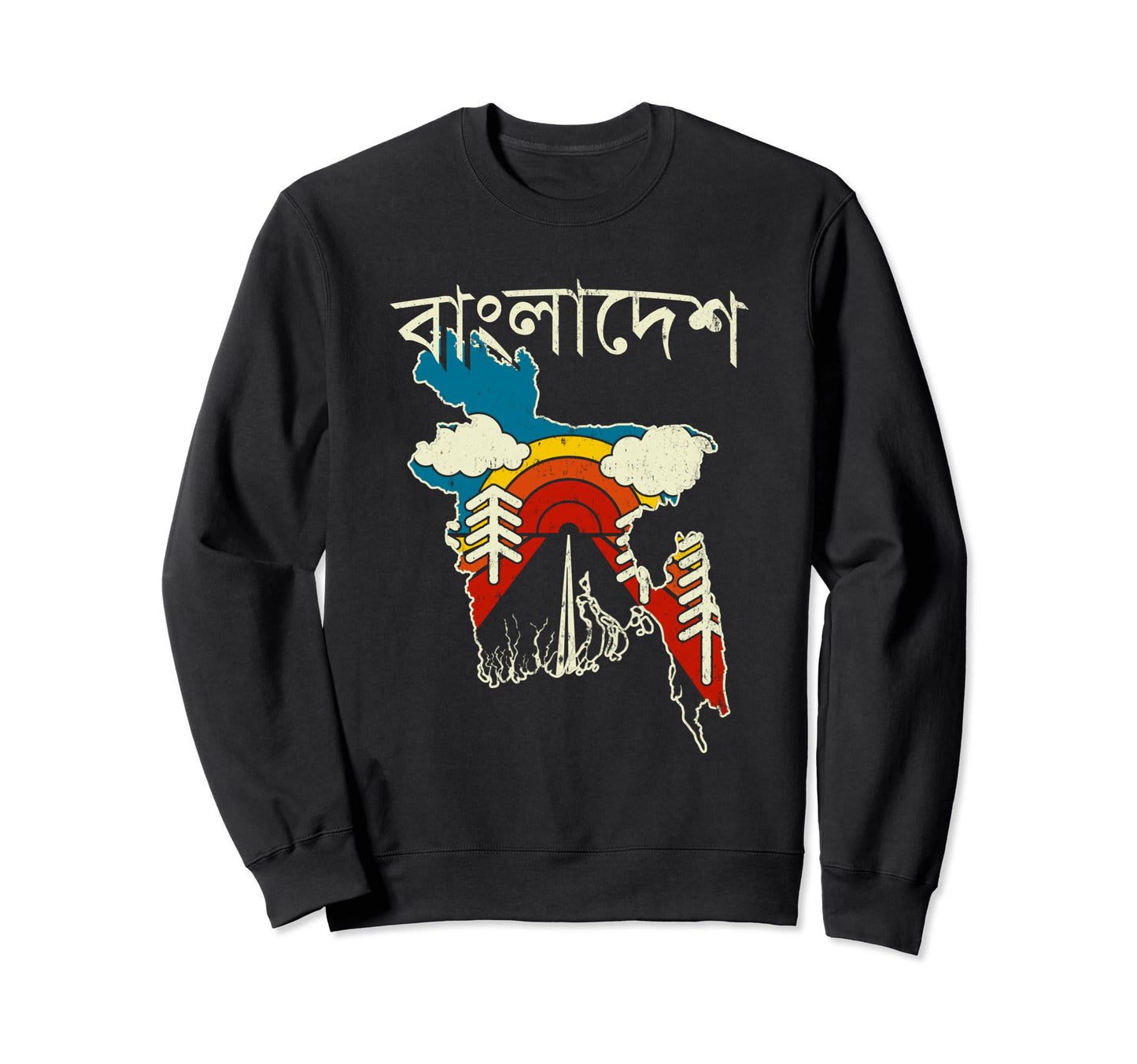 Bangladesh Bengali Letters Country Sweatshirt - Graphic Print Men Women - T-Shirt, Sweatshirt, Hoodie
