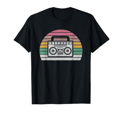 80S 90S Boombox Sunset T-Shirt - Graphic Print Men Women - T-Shirt, Sweatshirt, Hoodie