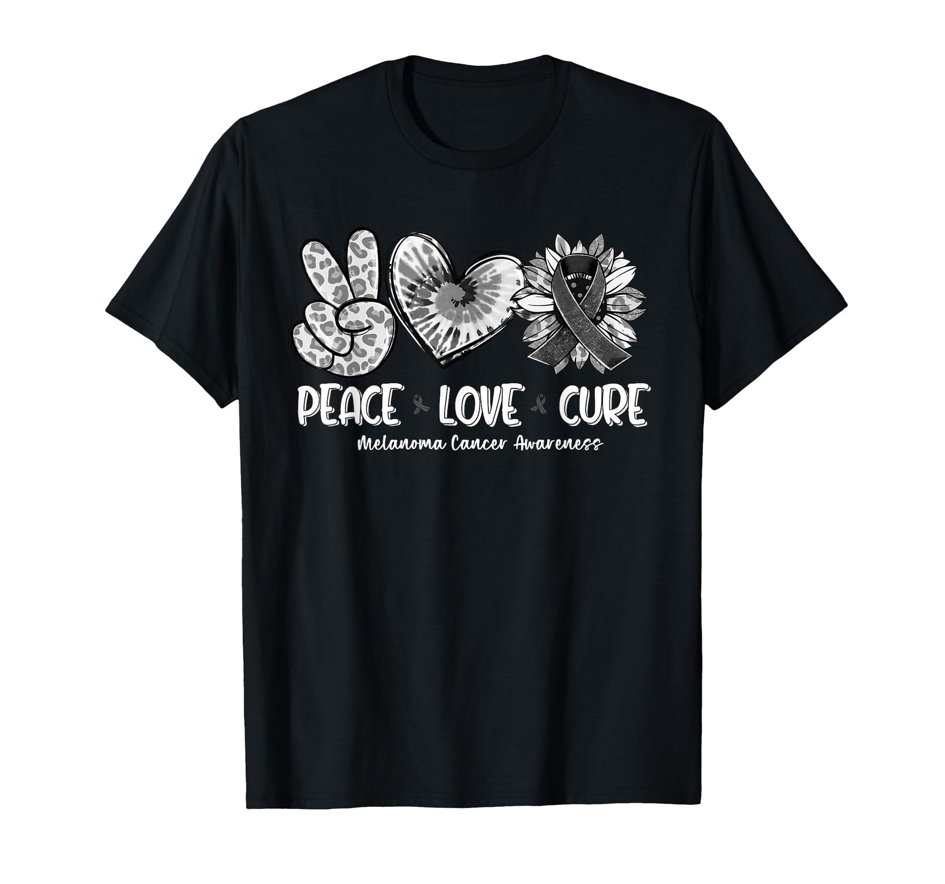 Peace Love Cure Sunflower Melanoma T-Shirt - Custom Art Print Men Women - T-Shirt, Sweatshirt, Hoodie