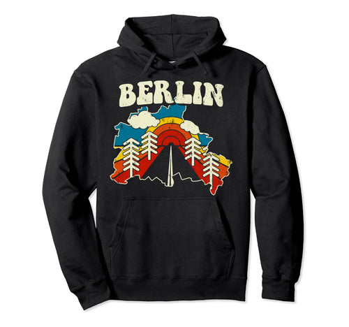 Berlin German City Rainbow Streets 70S Map Hoodie - Custom Art Print Unisex - T-Shirt, Sweatshirt, Hoodie