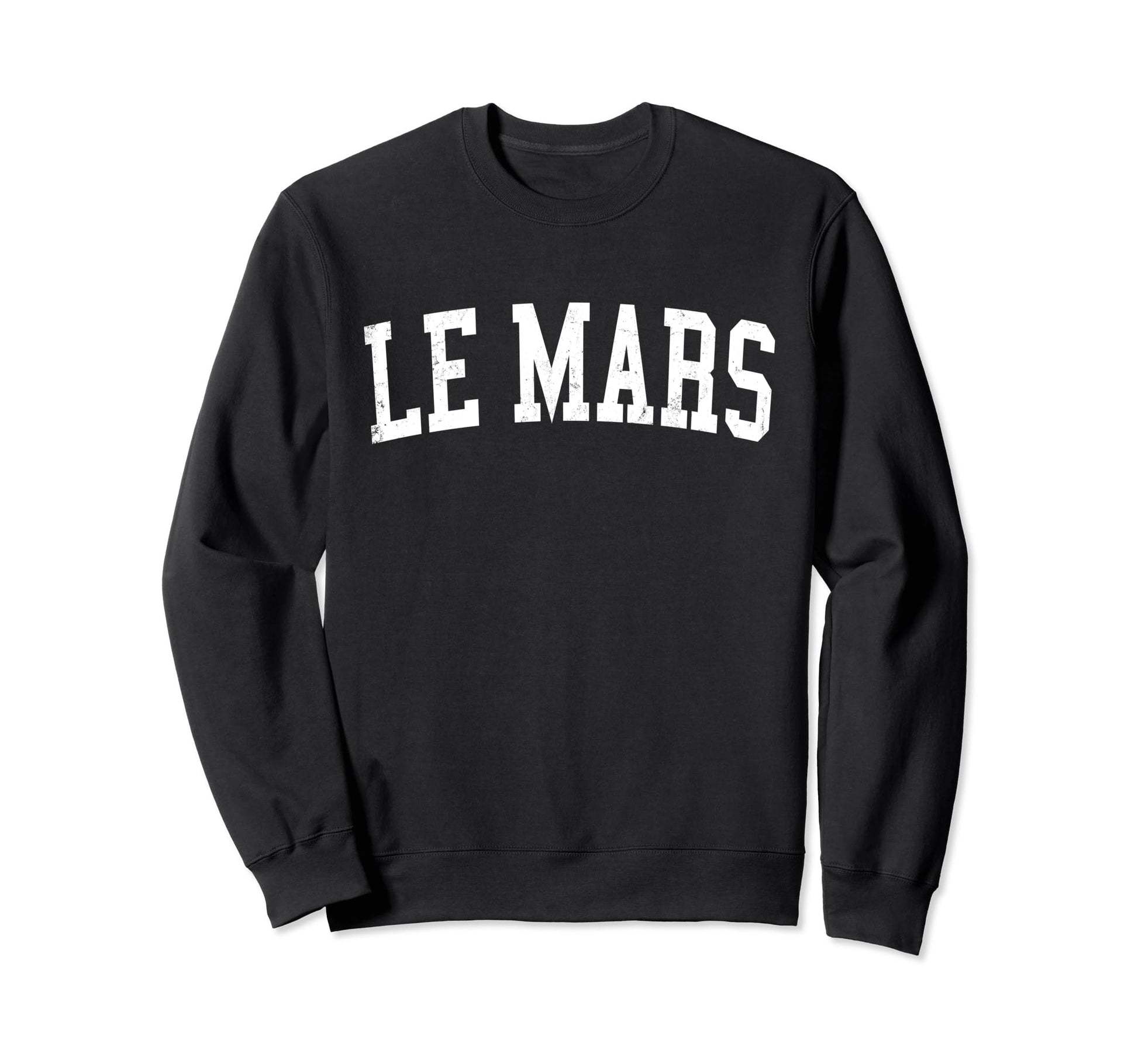 Le Mars Ia Distressed White Varsity Sweatshirt - Novelty Apparel for Adults - T-Shirt, Sweatshirt, Hoodie