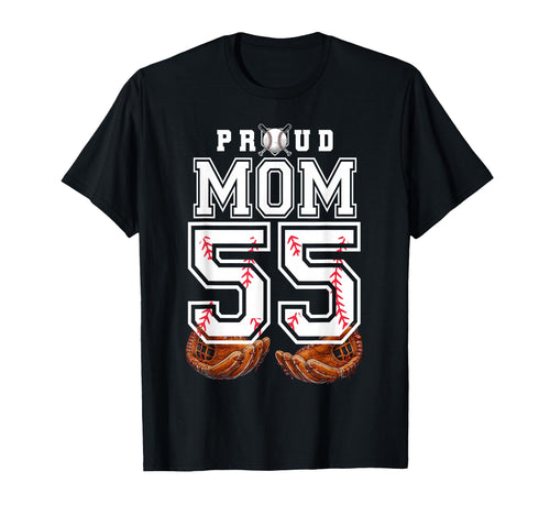 Proud Mom Baseball Player Number 55 T-Shirt - Aesthetic Graphic Unisex - T-Shirt, Sweatshirt, Hoodie