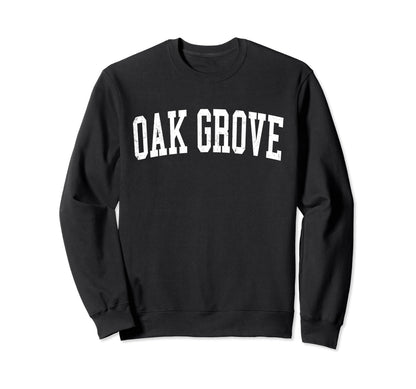Oak Grove Mo Distressed White Varsity Sweatshirt - Trendy Graphic Unisex - T-Shirt, Sweatshirt, Hoodie