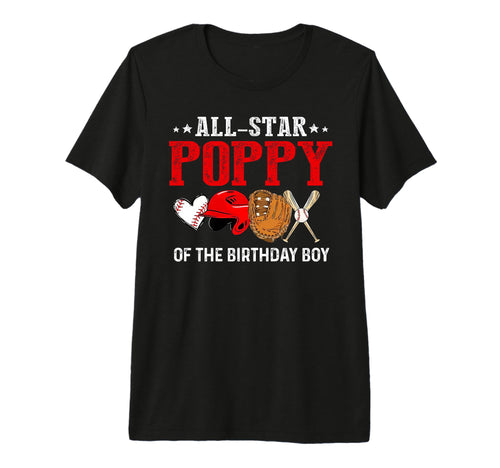 Mens All Star Poppy Birthday Baseball T-Shirt - Trendy Graphic for Adults - T-Shirt, Sweatshirt, Hoodie