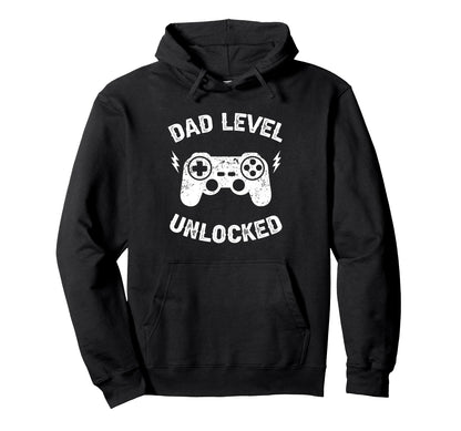 Dad Level Unlocked Gaming Controller Hoodie - Aesthetic Graphic for Adults - T-Shirt, Sweatshirt, Hoodie
