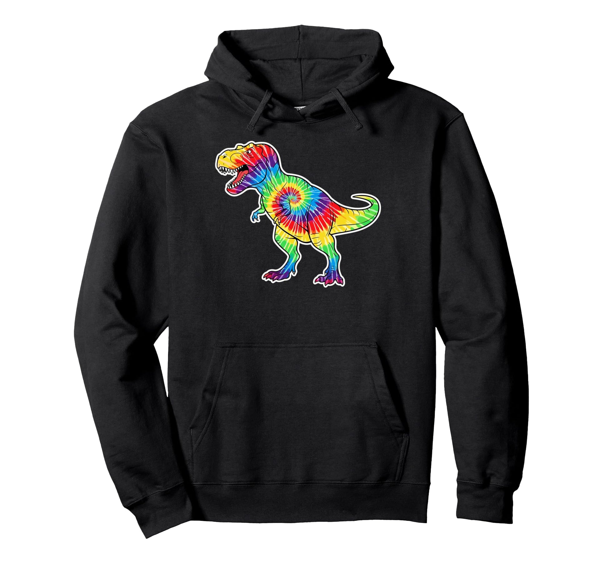 Tie Dye Tyrannosaurus Dinosaur Rainbow T Rex Hoodie - Graphic Print Unisex - T-Shirt, Sweatshirt, Hoodie