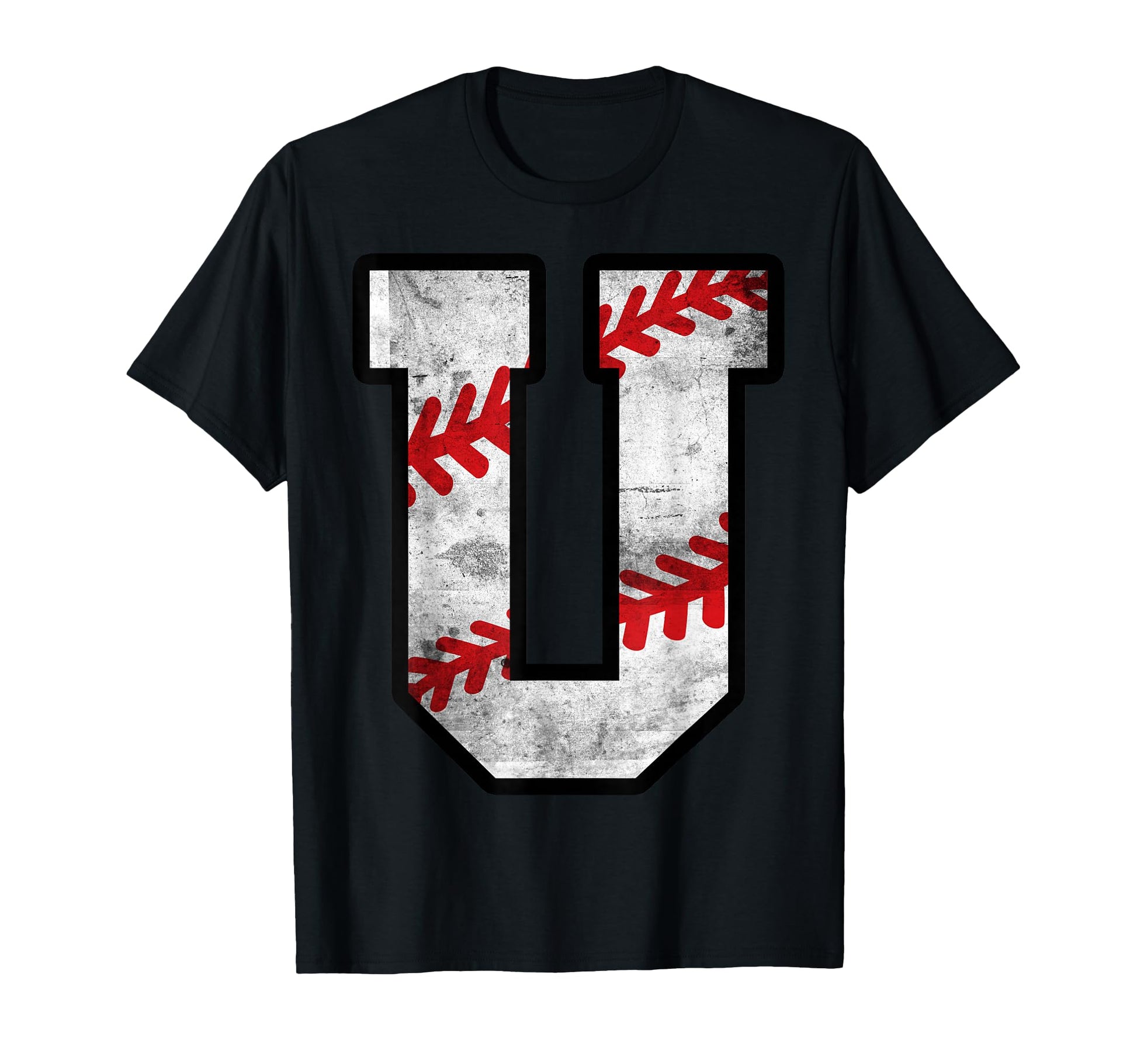 Distressed Baseball Letter U T-Shirt - Fun Novelty Design for Adults - T-Shirt, Sweatshirt, Hoodie