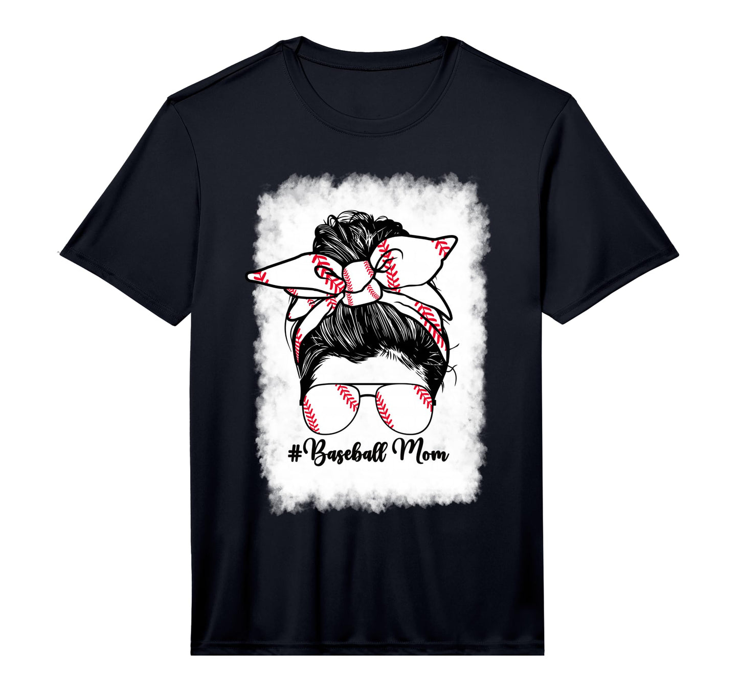 Mens Baseball Mom Mama Messy Bun T-Shirt - Unique Graphic Men Women - T-Shirt, Sweatshirt, Hoodie