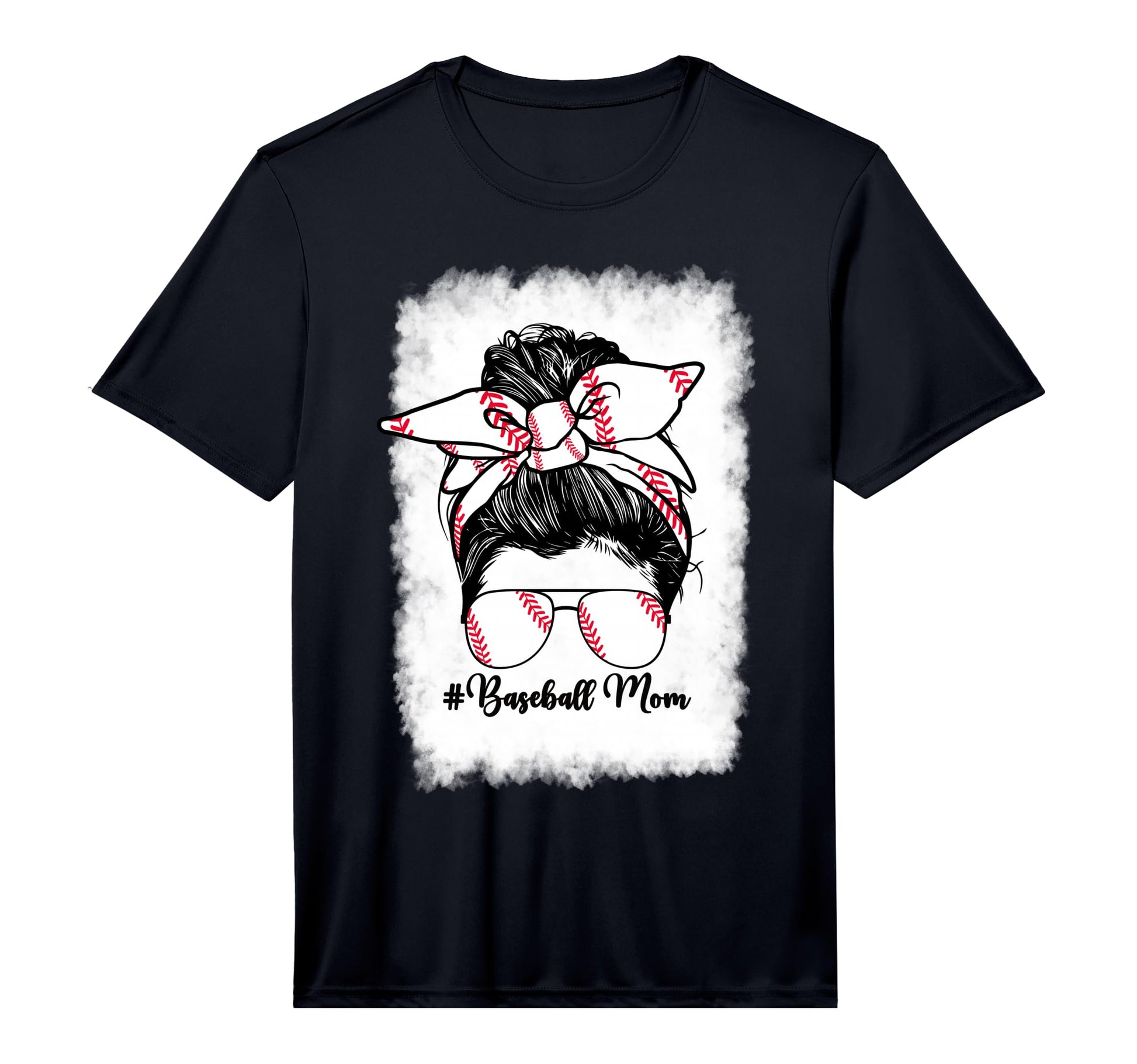 Mens Baseball Mom Mama Messy Bun T-Shirt - Unique Graphic Men Women - T-Shirt, Sweatshirt, Hoodie