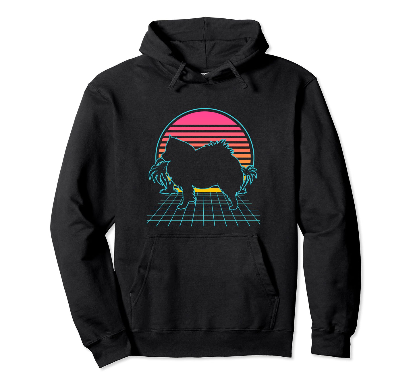 American Eskimo Dog 80S Vaporwave Hoodie - Minimalist Print Men Women - T-Shirt, Sweatshirt, Hoodie