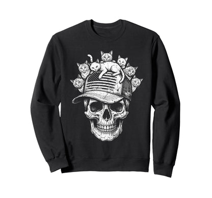 Skull Cat Skeleton Kitty Kitten Sweatshirt - Trendy Graphic Men Women - T-Shirt, Sweatshirt, Hoodie